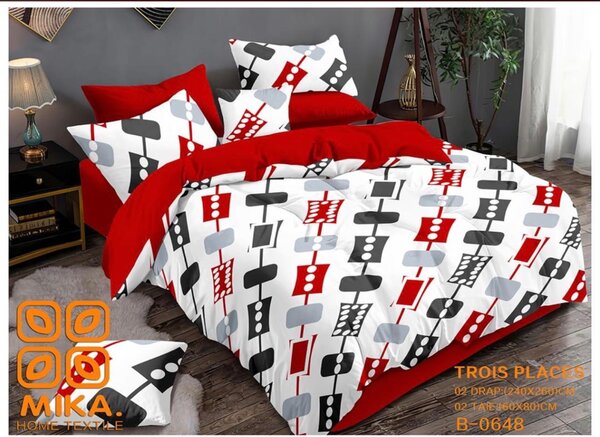 Draps 3 place Colorée en Coton