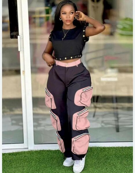 Pantalon cargo rose femme