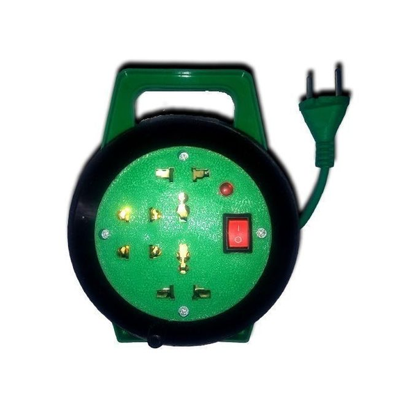 Rallonge Multiprise 4 Ports - Câble 5 Mètres Plus Interrupteur - Vert/Noir