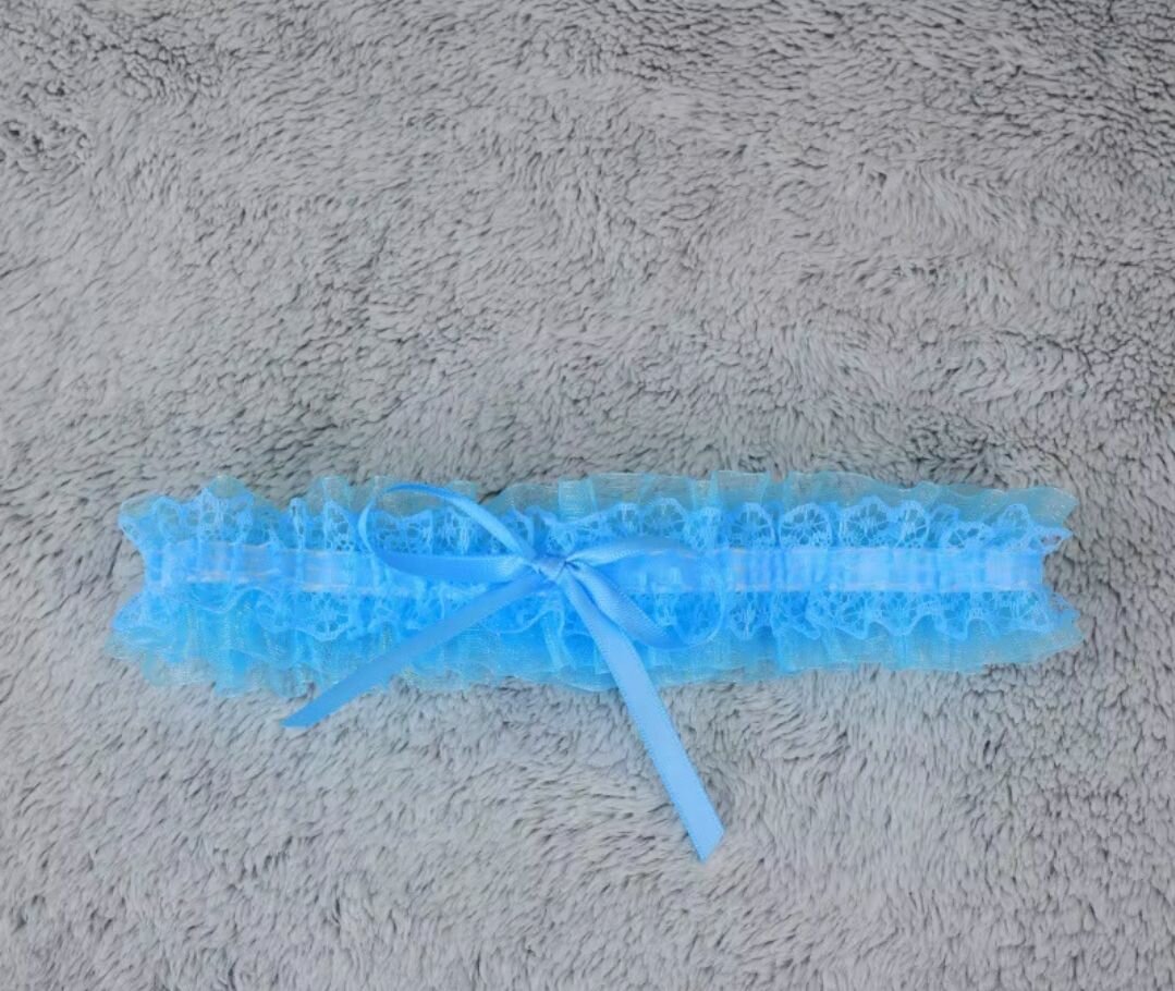 Jarretière Mariée en Dentelle Bleue