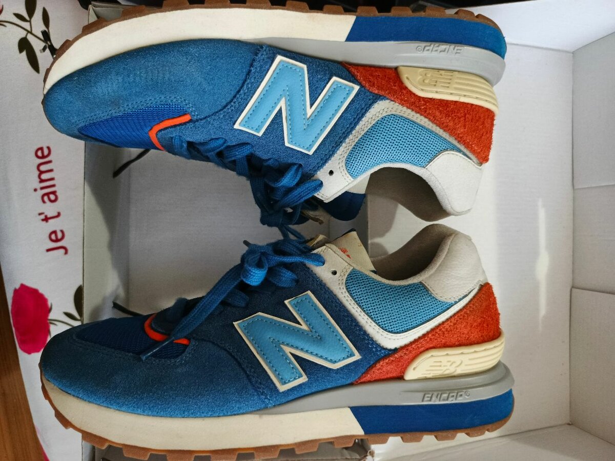 Baskets rétro bleu-orange homme