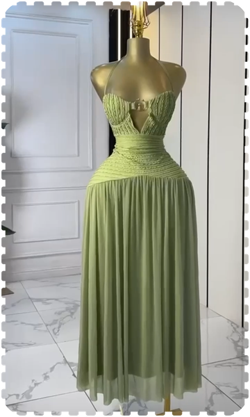Robe de soirée émeraude élégante