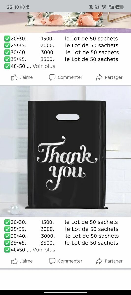 Sacs plastiques par lot de 50