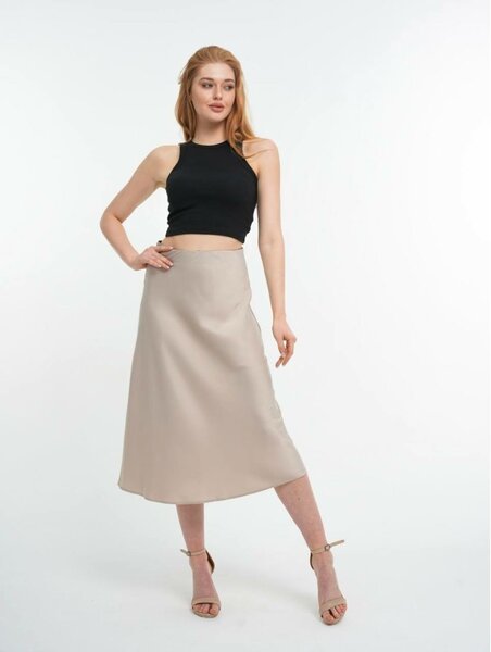 Атласная юбка миди