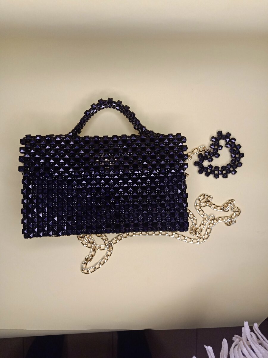 Black beaded hand bag for girls