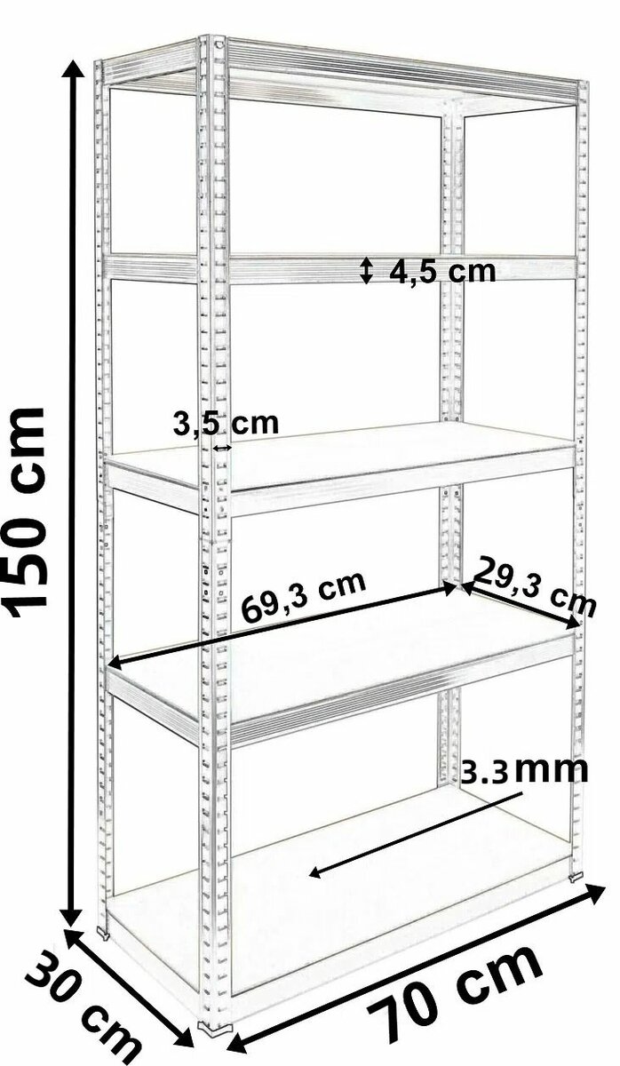 Étagère de rangement robuste 5 niveaux