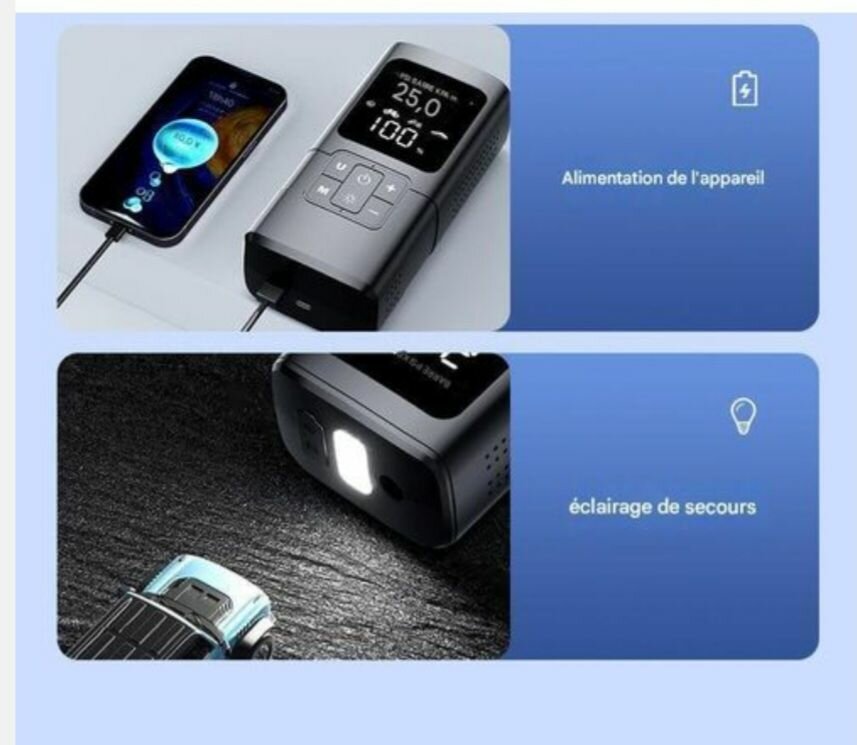 Compresseur d'air portable multifonctionnel