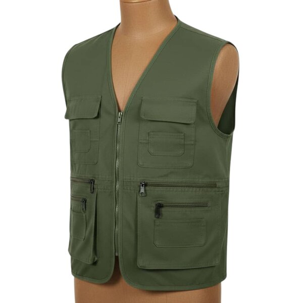 Gilet multipoches vert homme