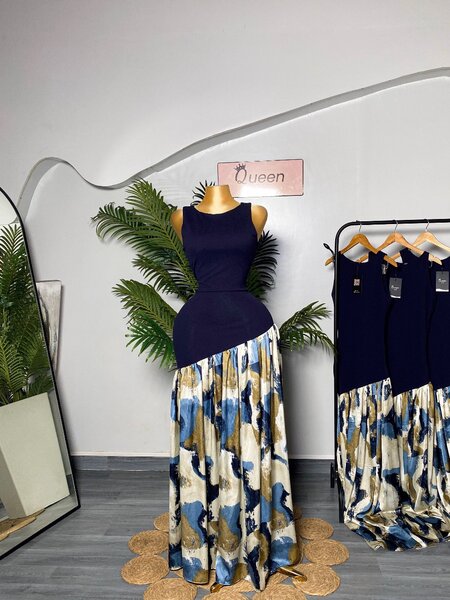 Robe Maxi Élégante Bleu