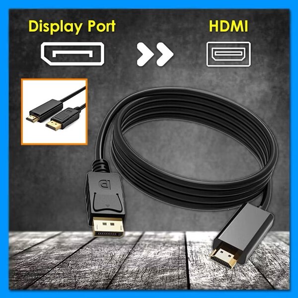 ￼DP to HDMI / HDMI to DP Cable 4K/1080 High Speed Display
