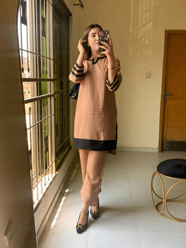 2 Pcs Women's Stitched Arabic Lawn Shirt and Trouser