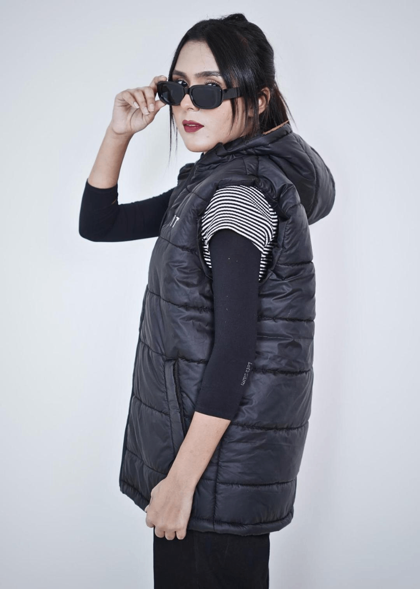 Comfortable black parachute hooded jacket-1 pc for stylish