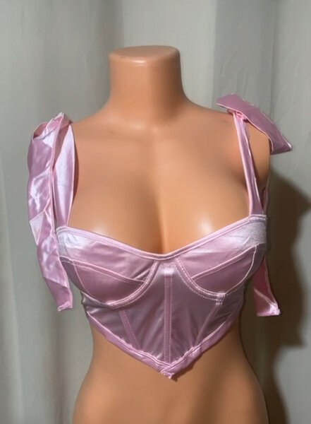 Corset rose en satin