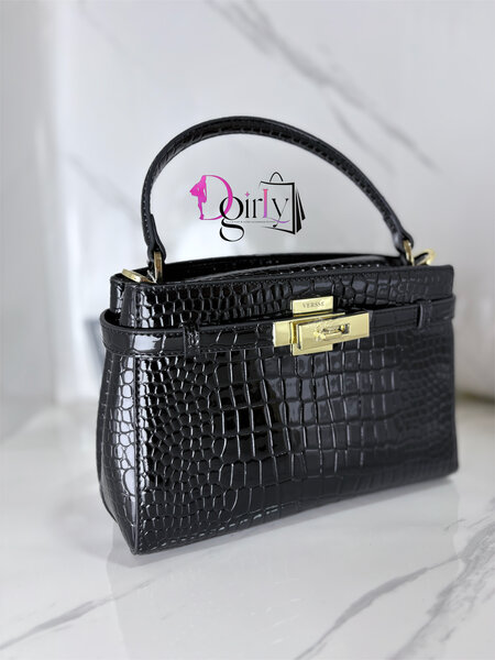 Sac à main en cuir croco chic