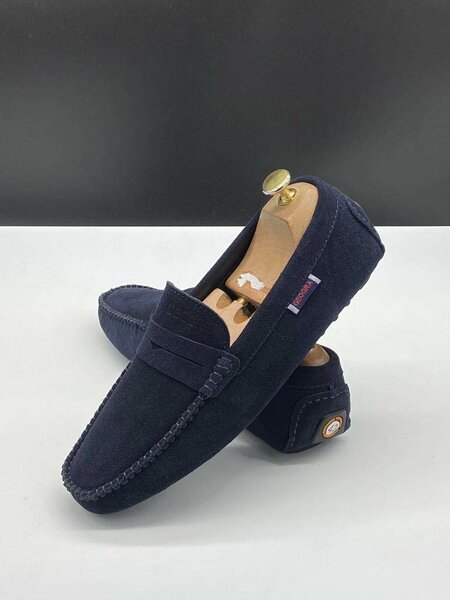 Mocassins en daim bleu marine