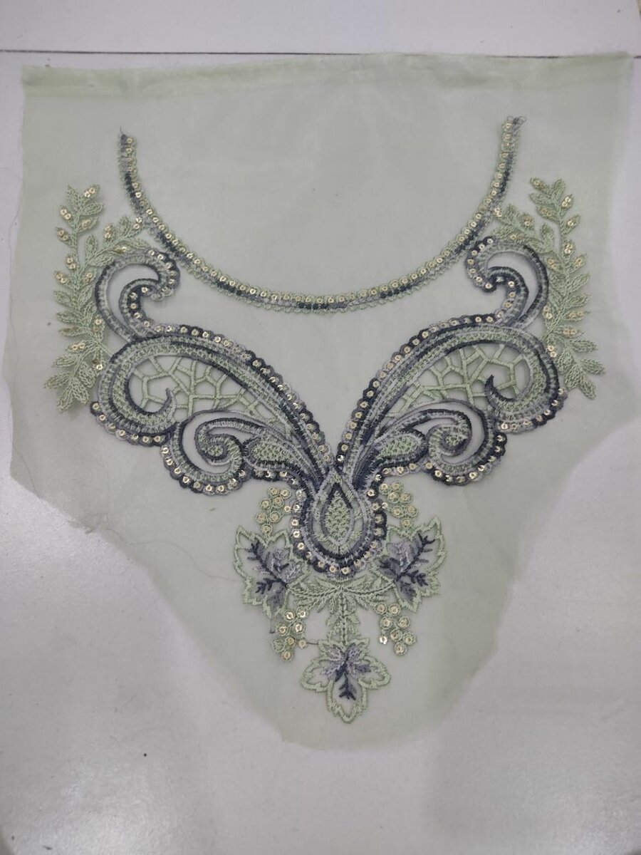 Green fancy neckline