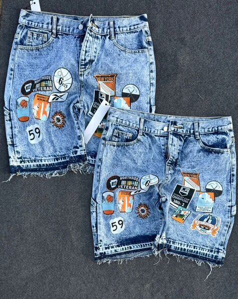 Shorts en jean patchwork