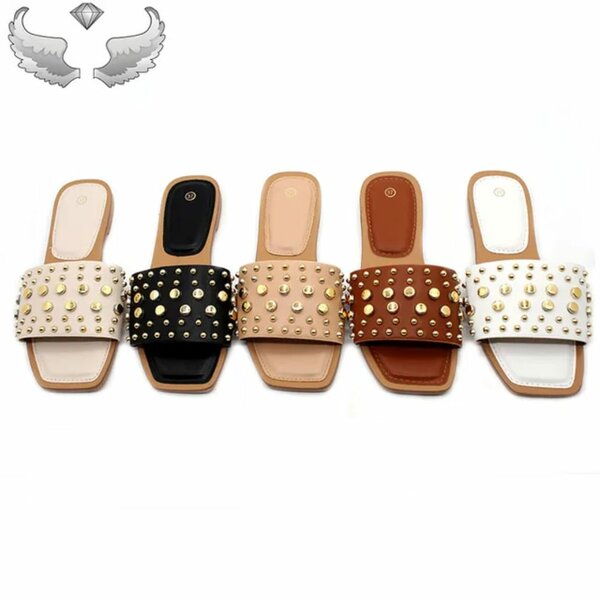 Sandales Plates Rivetées Femme