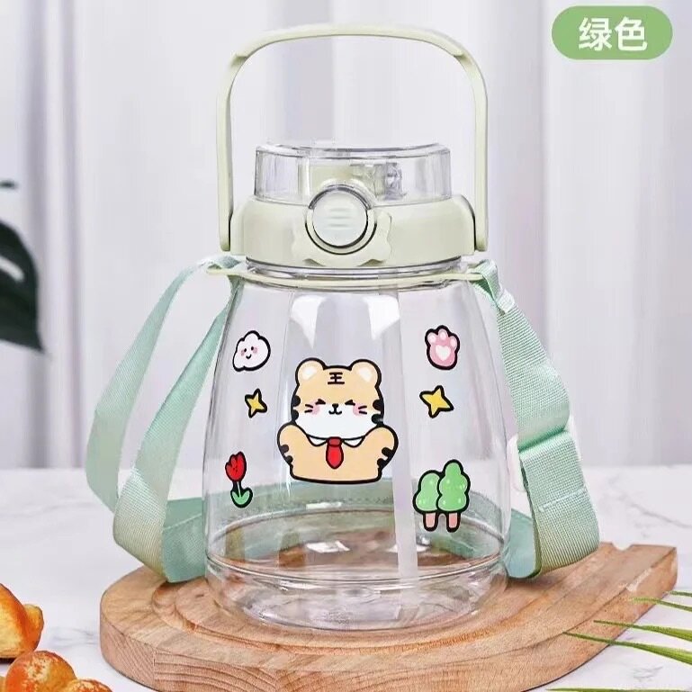 Double straw water bottle