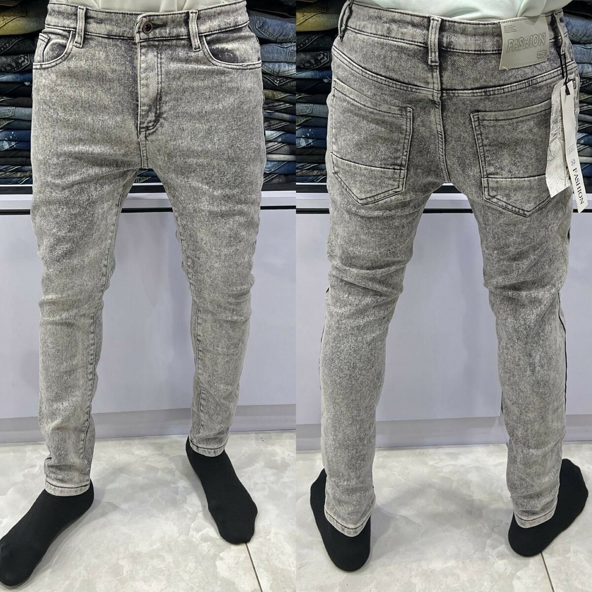 Jean skinny gris homme mode