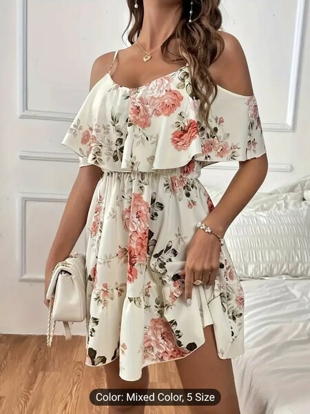 Stunning Floral Ruffle Cami Dress