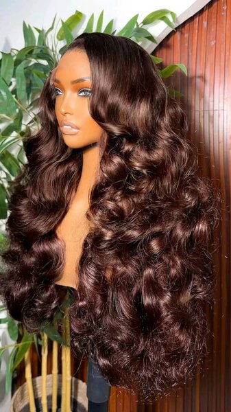 Perruque Longue Ondulée Brun