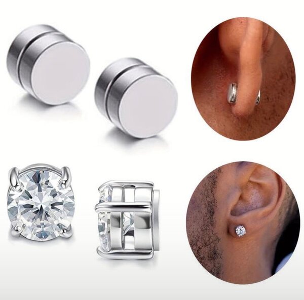 Lot de Boucles d'Oreilles Magnétiques Homme