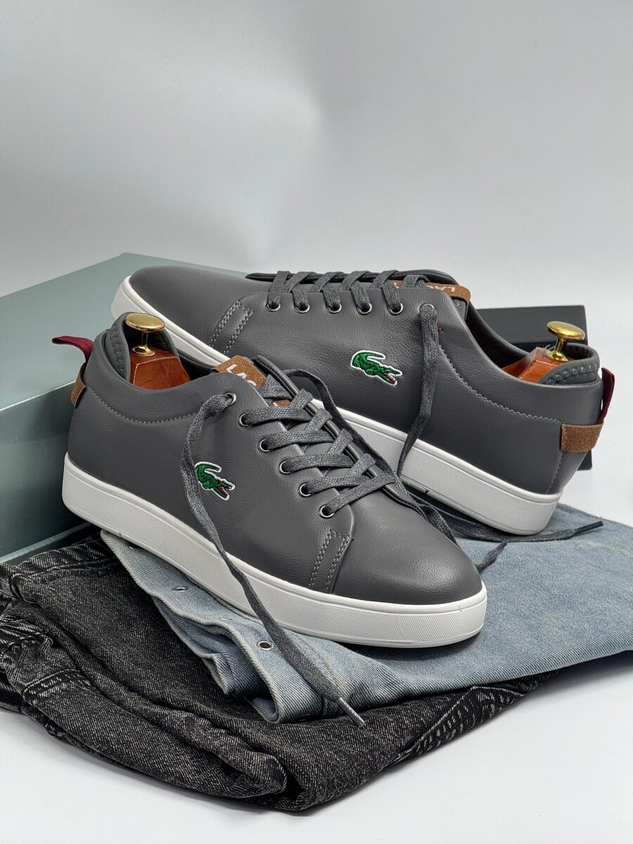 LACOSTE GREY AND WHITE