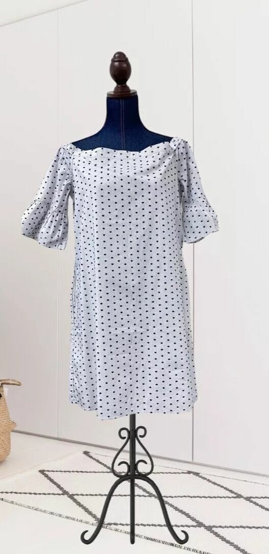 Banana Republic Dot Striped Off Shoulder Dress