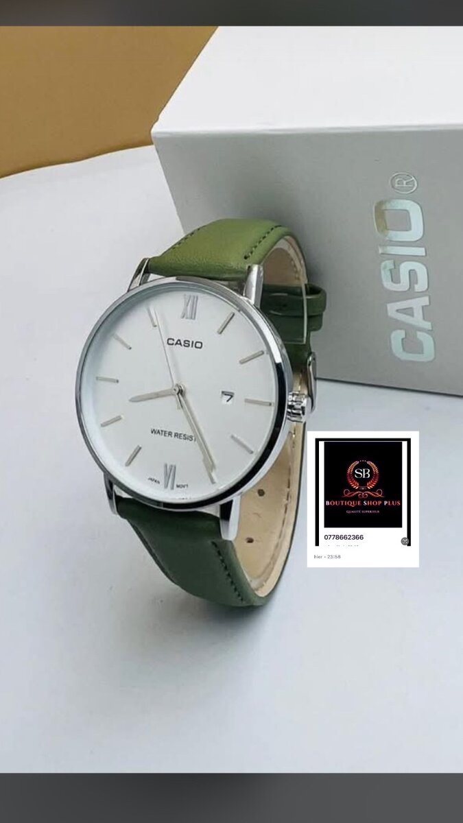 Montre Casio authentique bracelet en cuir avec sa boîte