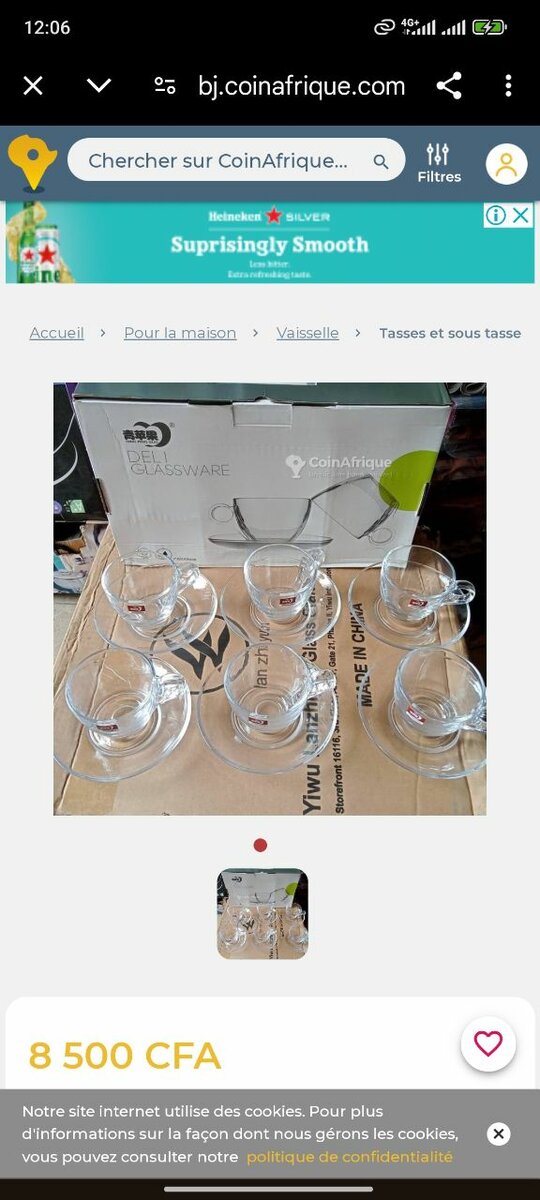 Glassware set of 6 cups and 6 saucer plates.