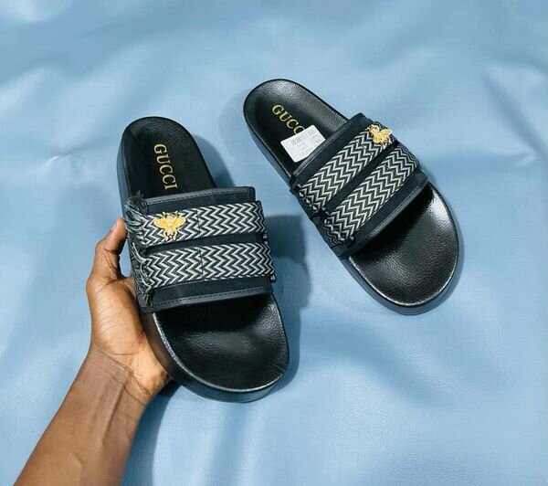 black grey slippers