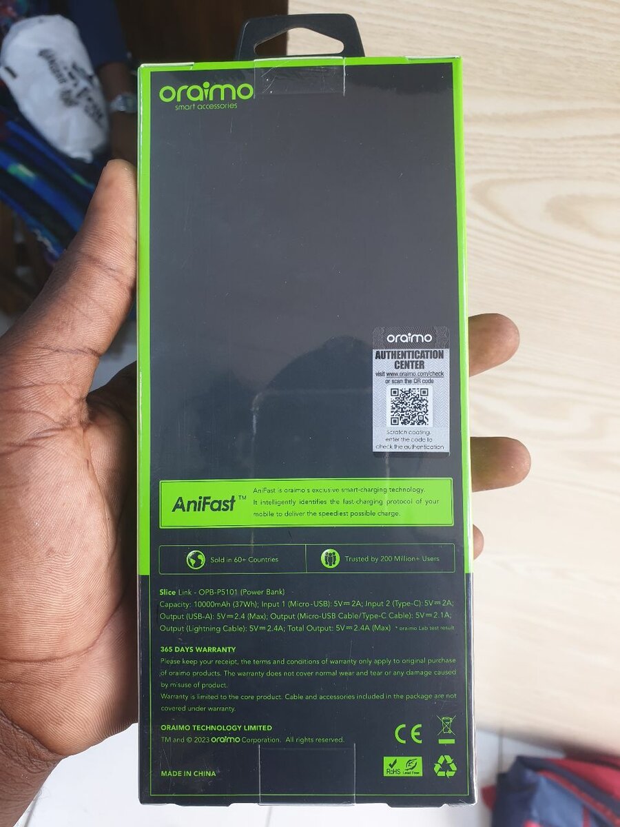 Chargeur portable Oraimo 10000mAh