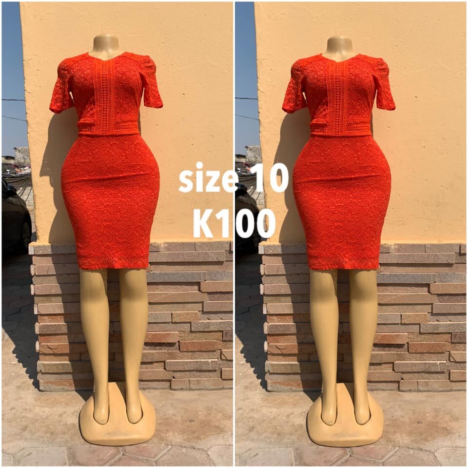 Dress red, boucle, size 10