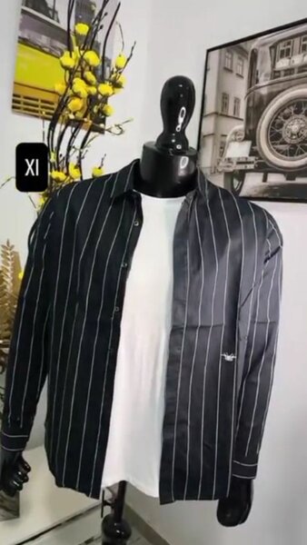 Chemise rayée noire pour homme