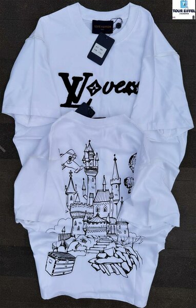 T-shirt blanc imprimé château