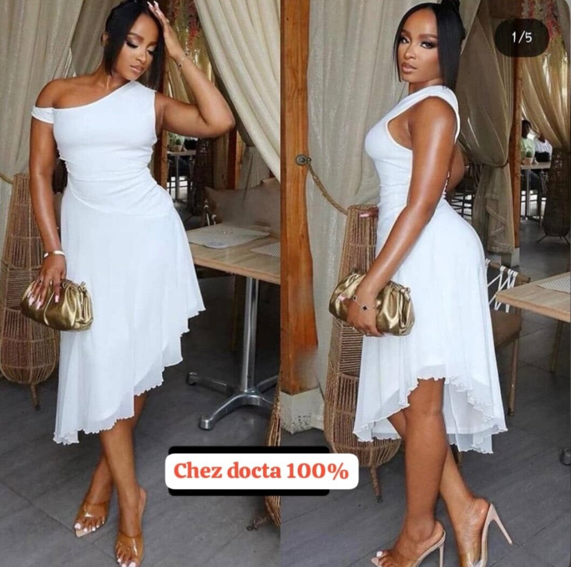 Robe Blanche Asymétrique Élegante