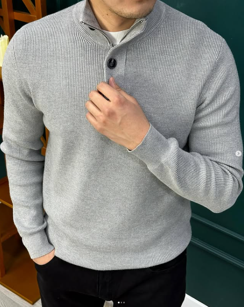 ZIP-полузамок кофта серая