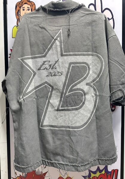 Chemise oversize grise à logo