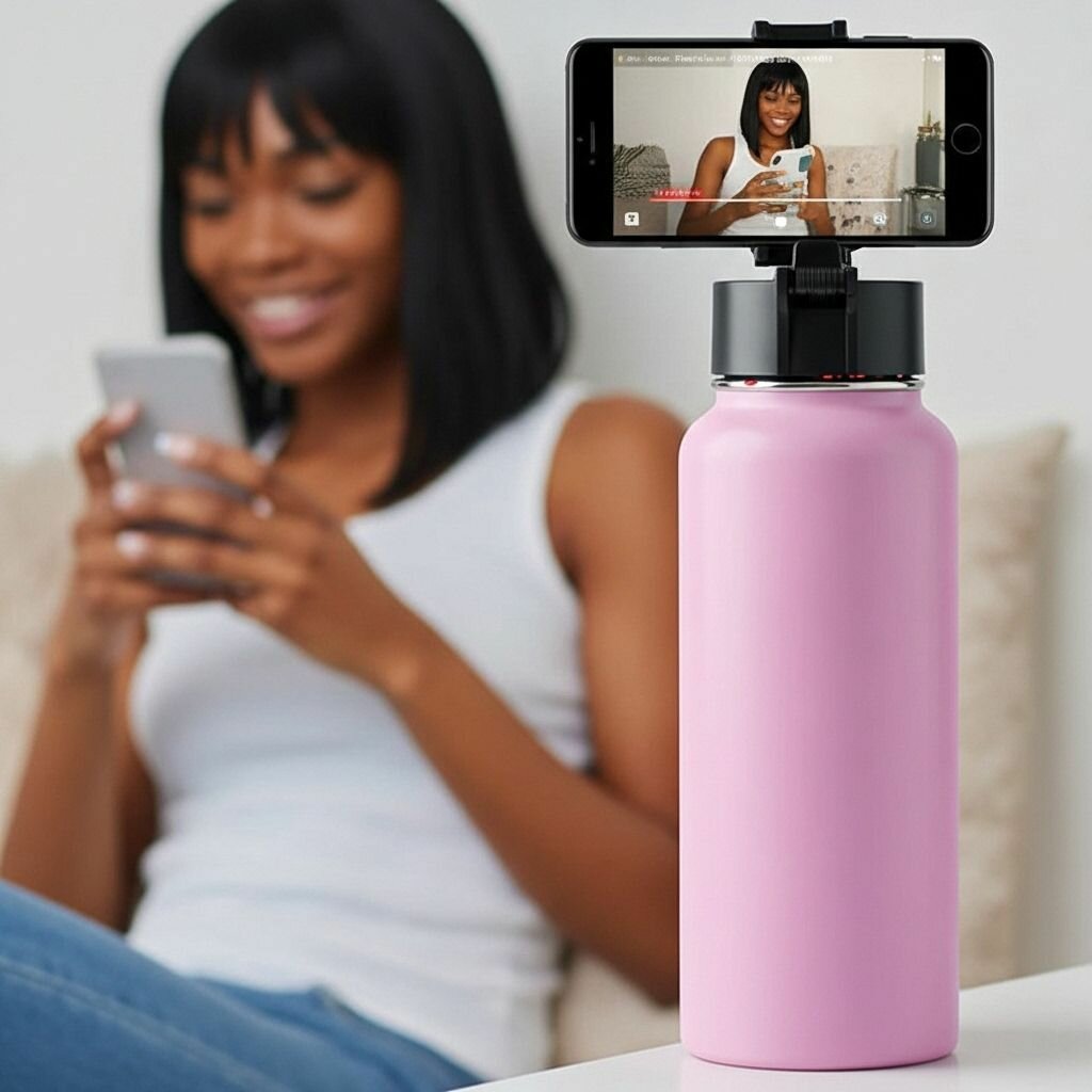 Gourde a selfie 2 en 1 - Rose