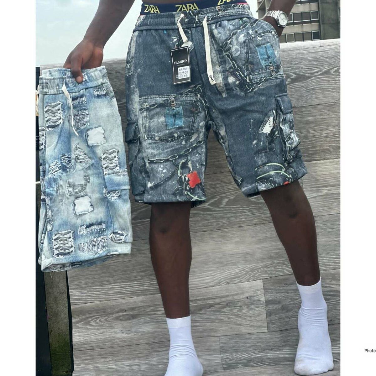 Shorts en denim déchiré pour hommes