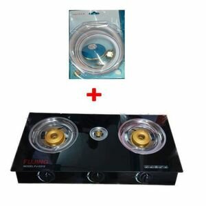 Cuisinière - Gaz Vitrée - Allumage Automatique + Raccord Et Détenteur Offert - 3 Feux