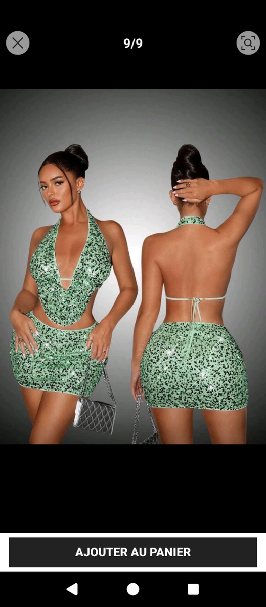 Robe Moulante Pailletée Verte