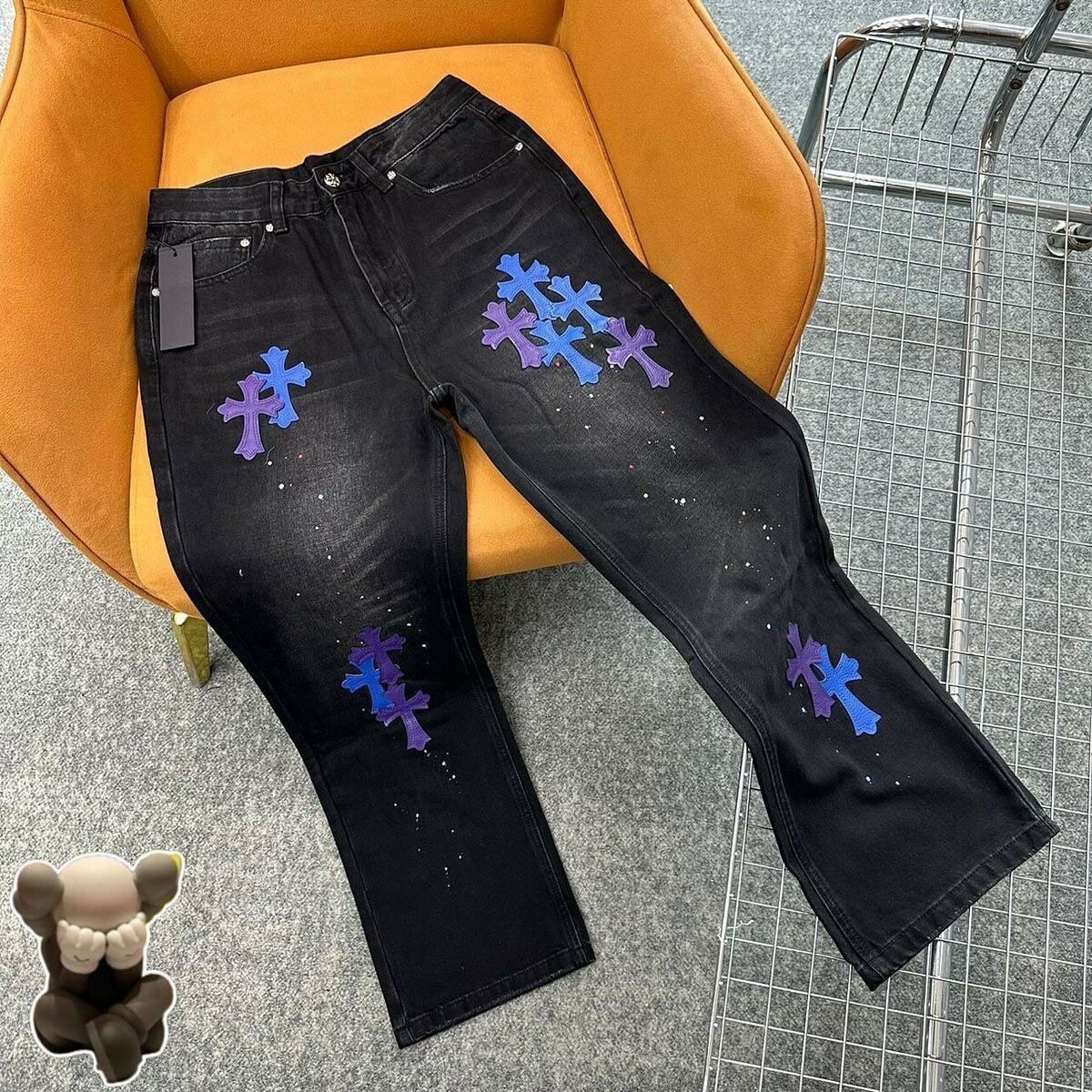 Jeans streetwear à motifs croix
