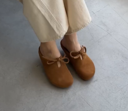 КЛОГИ из натуральной кожи и замши с бантиком