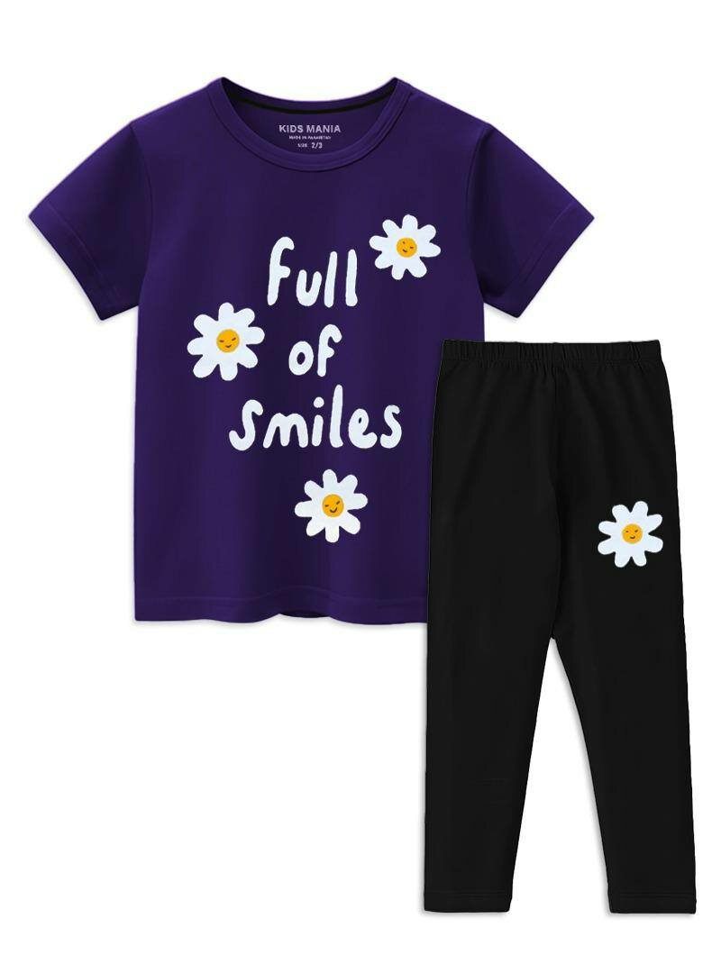 Full of smile girls cotton t-shirt and tight