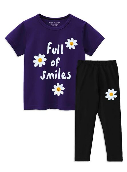 Full of smile girls cotton t-shirt and tight