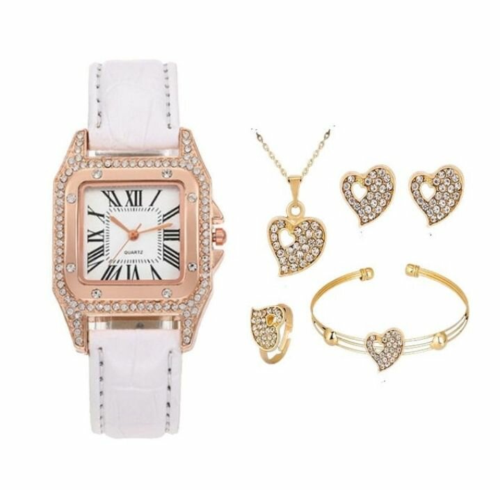 Ensemble de montre , bracelet, chaîne et boucle d'oreille