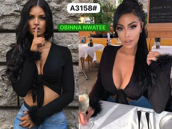 Haut Noir Tie-Front Femme