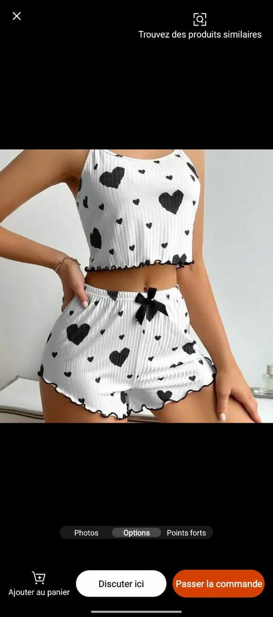 Pyjama court cœur femme